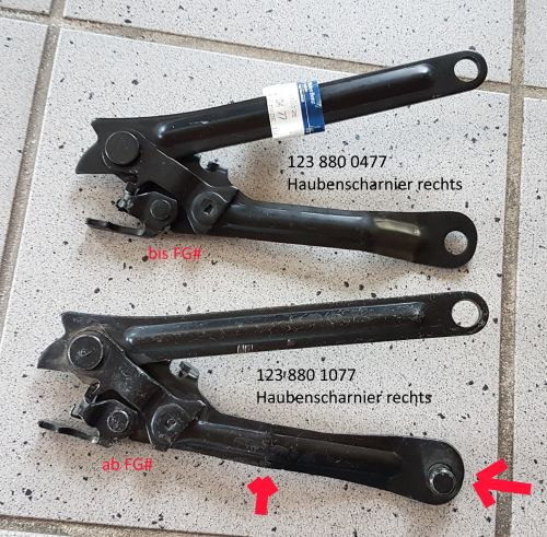 123 880 0477   Motorhaubenscharnier rechts bis FG#